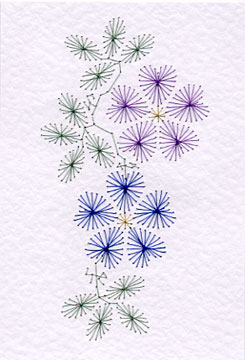 Embroidery on paper flowering vine