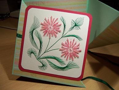 Pink Beaded Flower Card