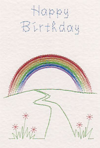 Rainbow Type Own Greeting Pattern At Stitching Cards