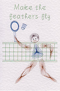 Badminton Player Pattern At Stitching Cards
