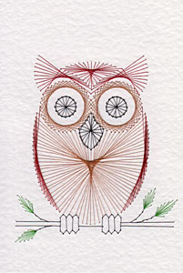 Owl On A Branch Pattern At Stitching Cards