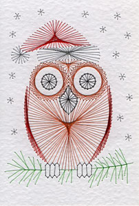 Owl With A Santa Hat Pattern At Stitching Cards