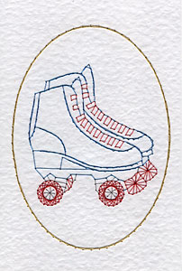 Roller Skates Pattern At Stitching Cards