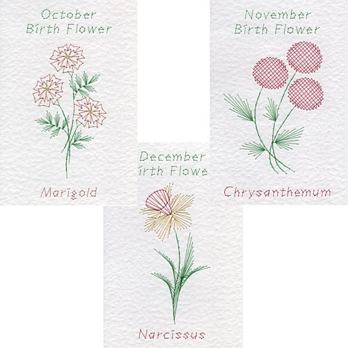 Oct, Nov, Dec, Birth Flower Patterns At Form A Lines