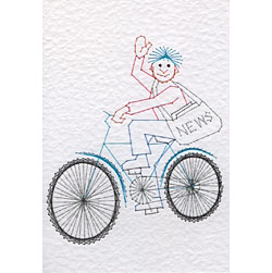 Paper Boy Pattern At Stitching Cards