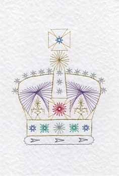 Royal Crown Pattern At Stitching Cards