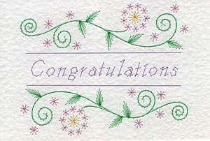 Floral Greeting Congratulations At Stitching Cards
